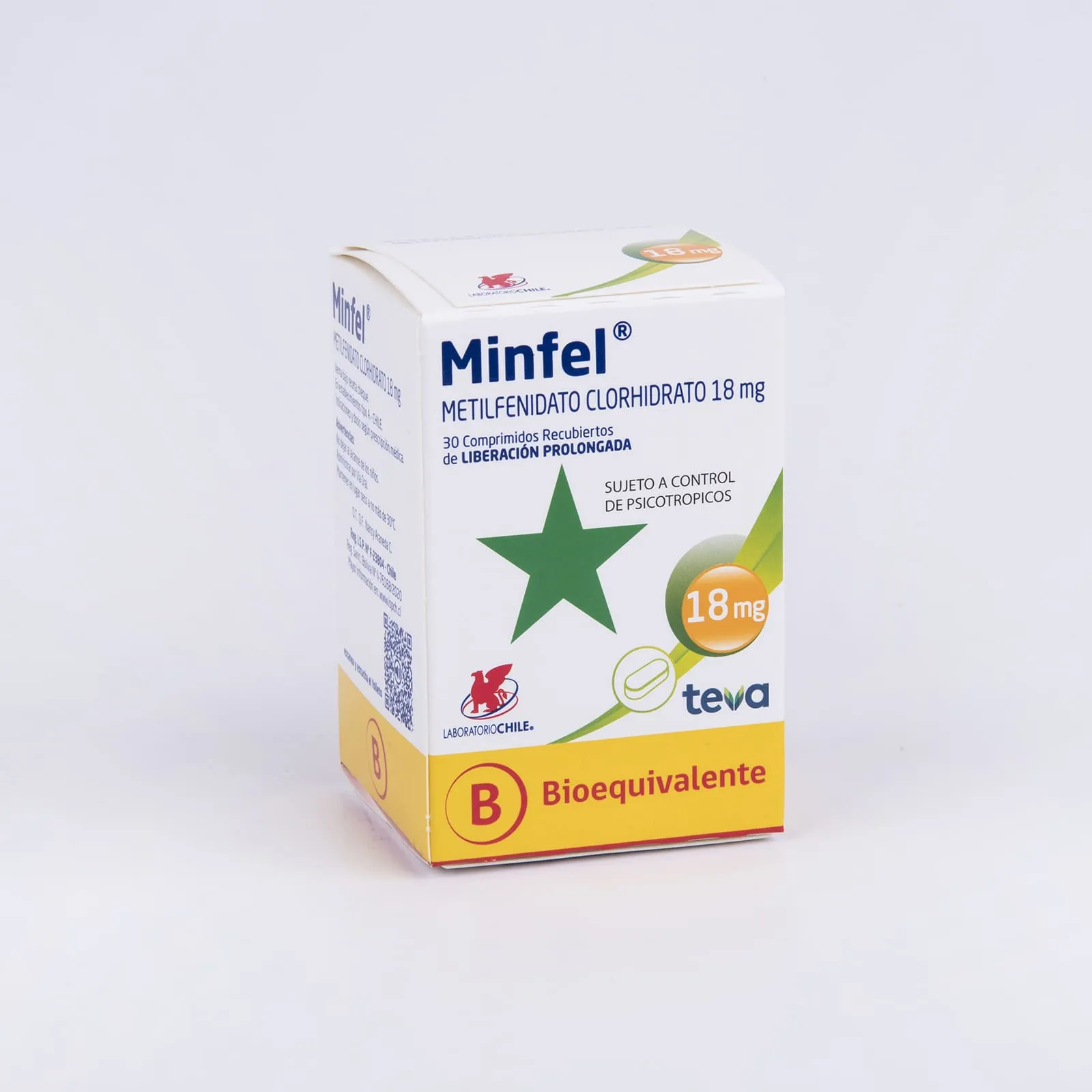 MINFEL 18 MG  LP - METILFENIDATO 18 mg